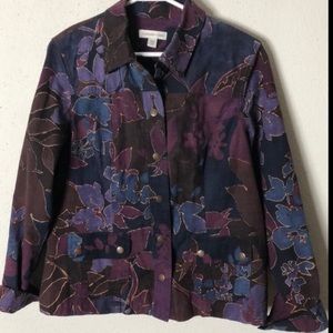 Coldwater Creek Purple Floral Denim Stretch Jacket 10